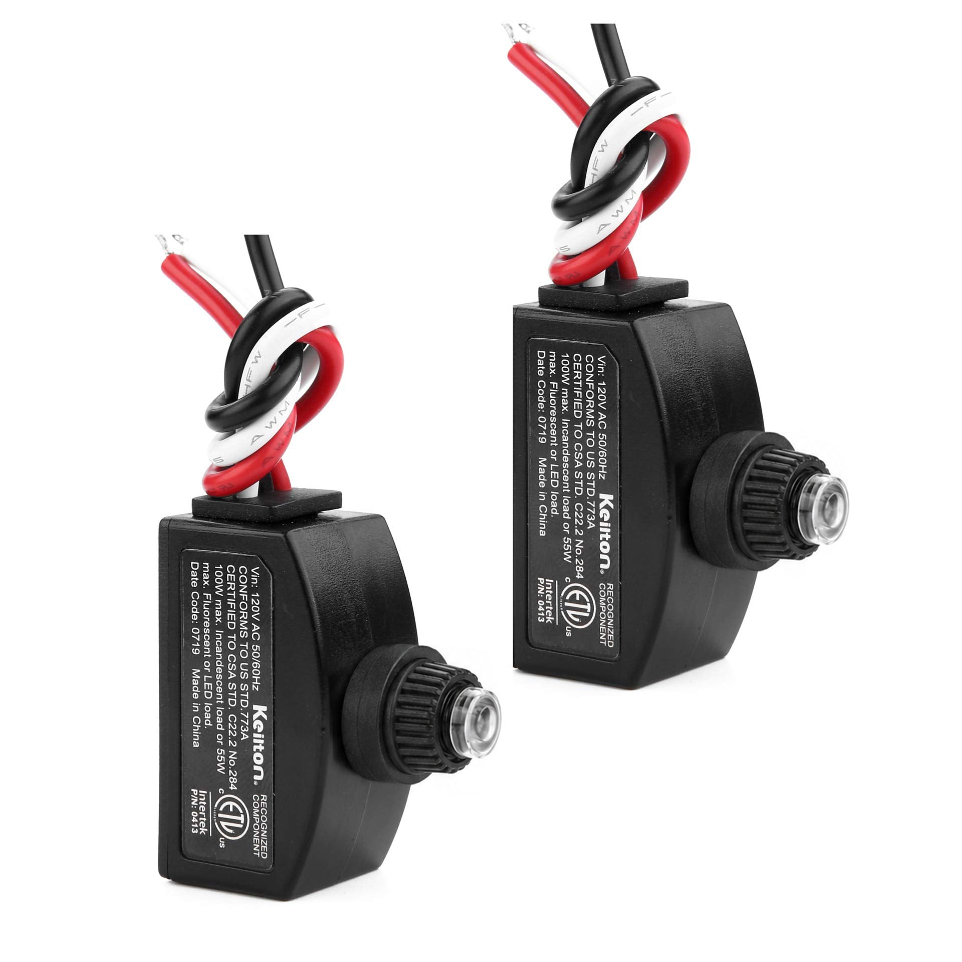 Keilton 120V AC Dusk to Dawn Photocell Light Sensor, Outdoor Hard-Wired Post Eye Light Control with Photoelectric Switch, Auto On/Off, ETL Listed, 2 Pack