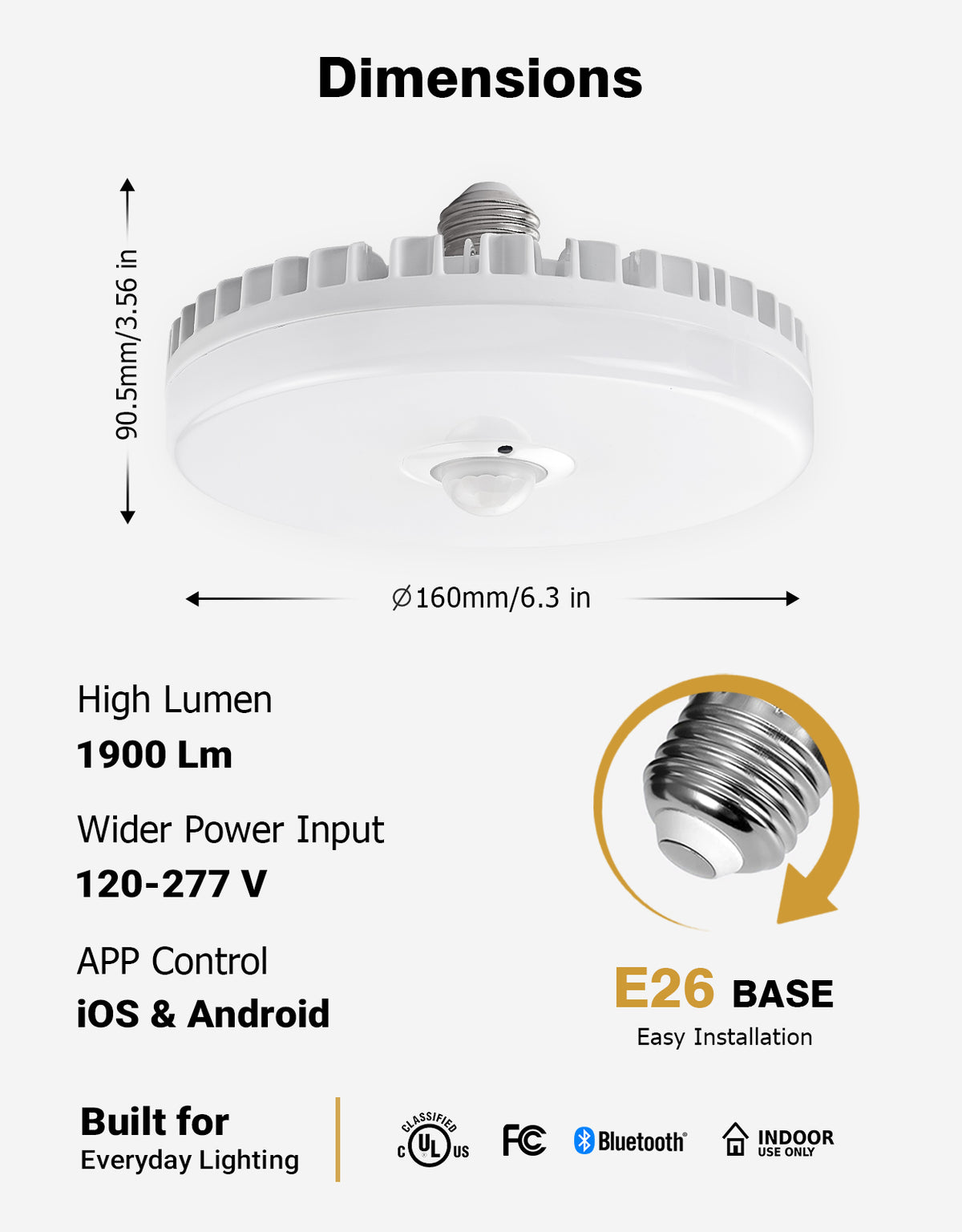 LegenSync LED Garage Lights, Screw in E26 Smart Light Bulbs 120-277V 1900LM, Motion Sensor & Daylight Harvesting, Dimmable 3000K-5000K Tunable White, 18W (120W Equivalent), for Garage Basement Workshop