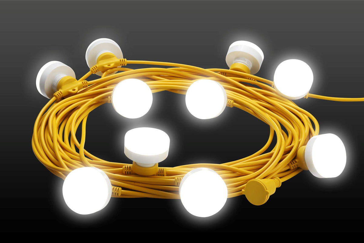 Legental LED Construction String Lights, 100FT 10 Bulbs, 100W 10000LM 5000K Linkable Up to 8 Sets, 10 Replaceable GU24 Heads, 18 AWG SJTW Cord, UL Listed for Wet Locations, 120-277V, CRI 80+