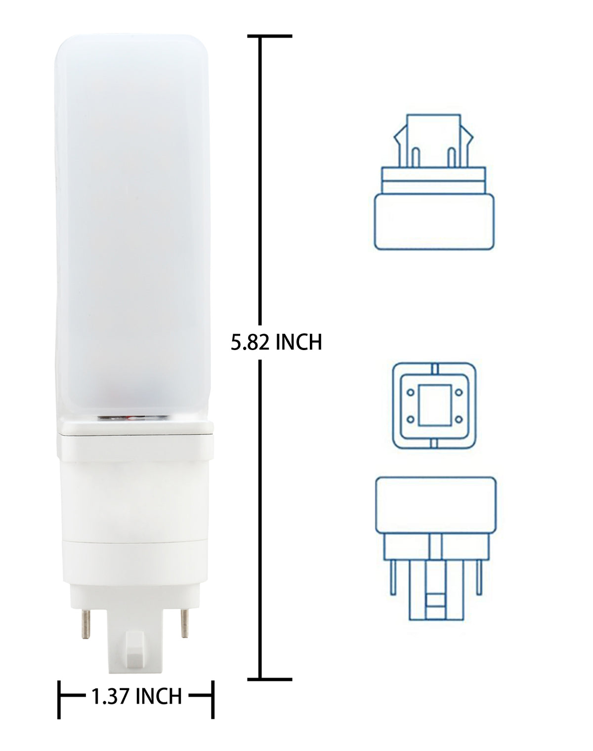 Legental 12W LED PL Lamp Type A+B, G24q 4-Pin Base, 2700K Soft White, 900LM, 26W CFL Equivalent, Plug-and-Play with Ballast or Ballast Bypass 120-277V, Horizontal 180° Rotatable, Fits 6" Recessed Cans, UL Listed Damp Location, Non-Dimming