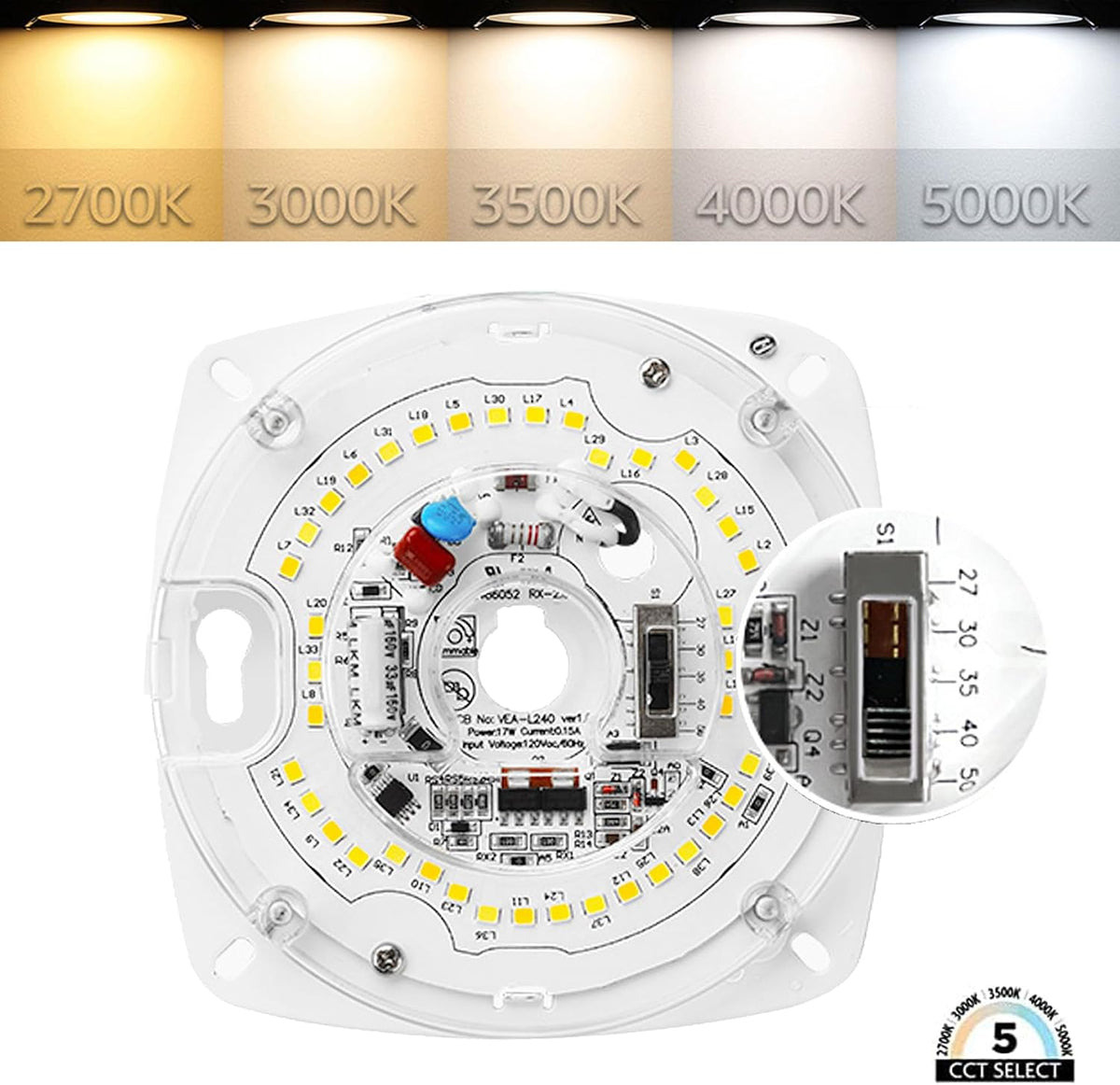 Legental 5CCT LED light engine color temperature selection