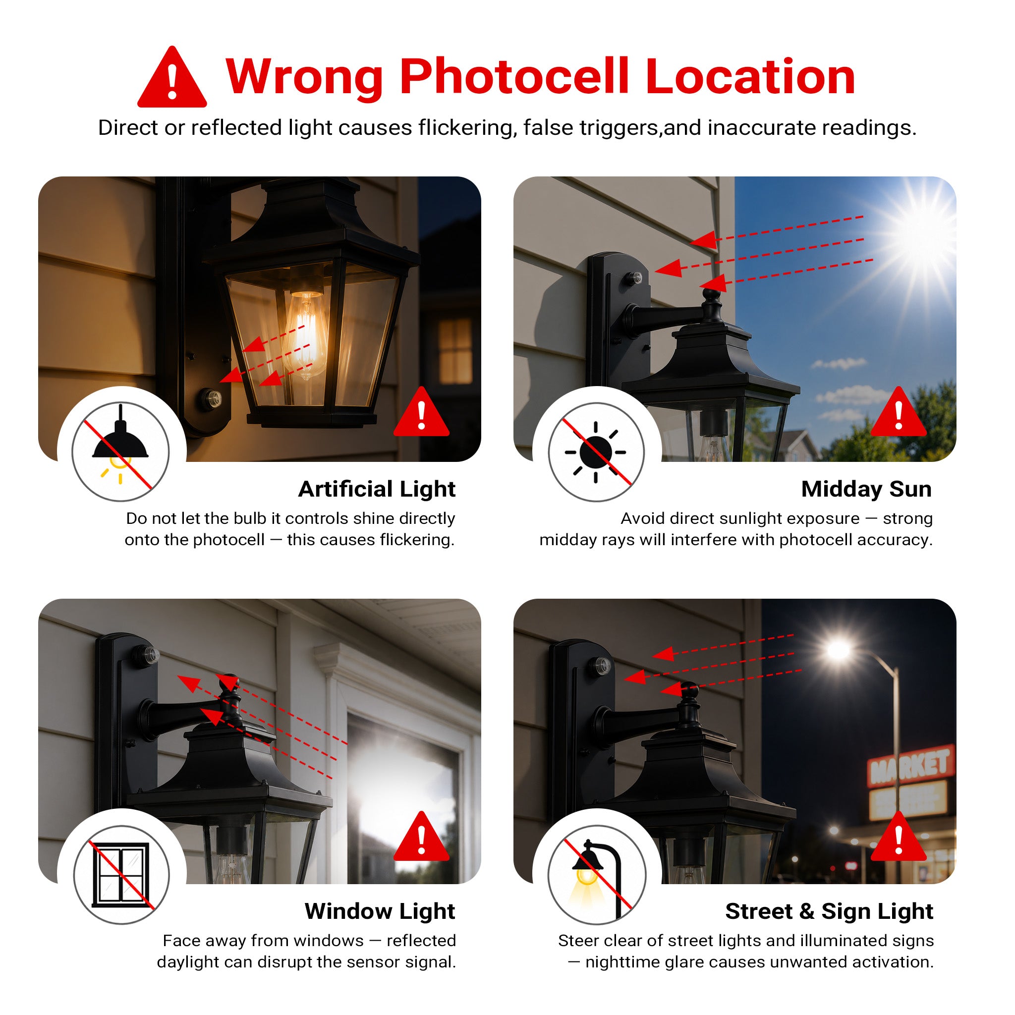 Keilton 120V AC Dusk to Dawn Photocell Light Sensor, Outdoor Hard-Wired Post Eye Light Control with Photoelectric Switch, Auto On/Off, ETL Listed, 2 Pack