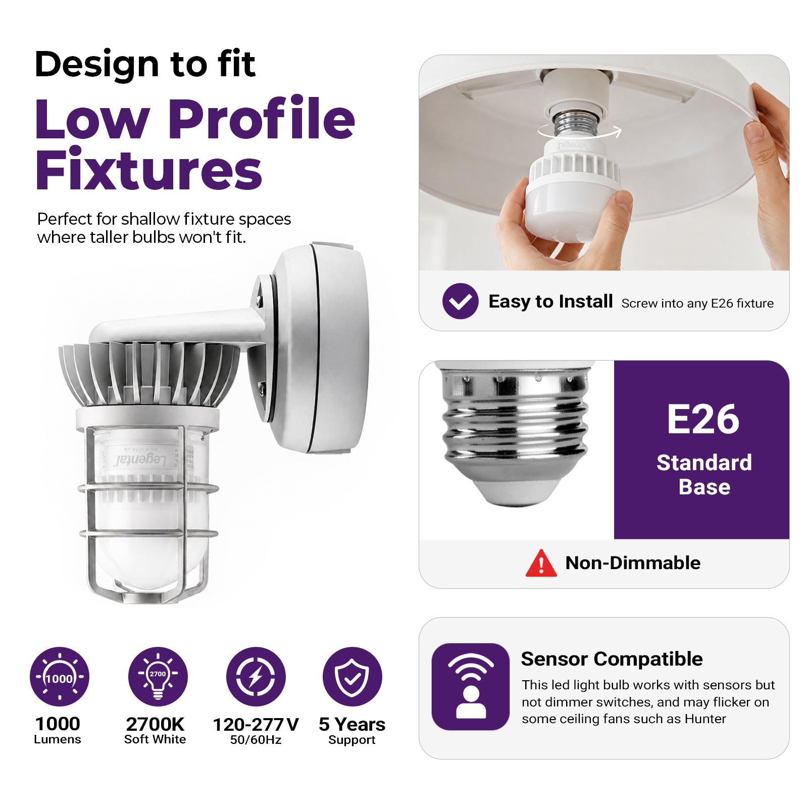 LED Squat Light Bulb - 10W - E26 - 2700K -1100LM