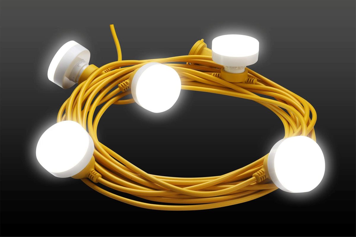 Legental LED Construction String Lights, 50FT 5 Bulbs, 50W 5000LM, 5000K Linkable Up to 16 Sets, 5 Replaceable GU24 Heads, 18 AWG SJTW Cord, UL Listed for Wet Locations, 120-277V, CRI 80+