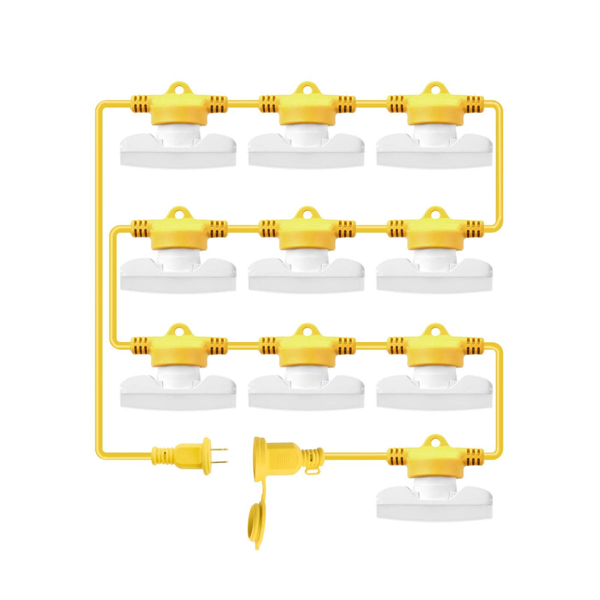 Legental LED Construction String Lights, 50FT 5 Bulbs, 50W 5000LM, 5000K Linkable Up to 16 Sets, 5 Replaceable GU24 Heads, 18 AWG SJTW Cord, UL Listed for Wet Locations, 120-277V, CRI 80+