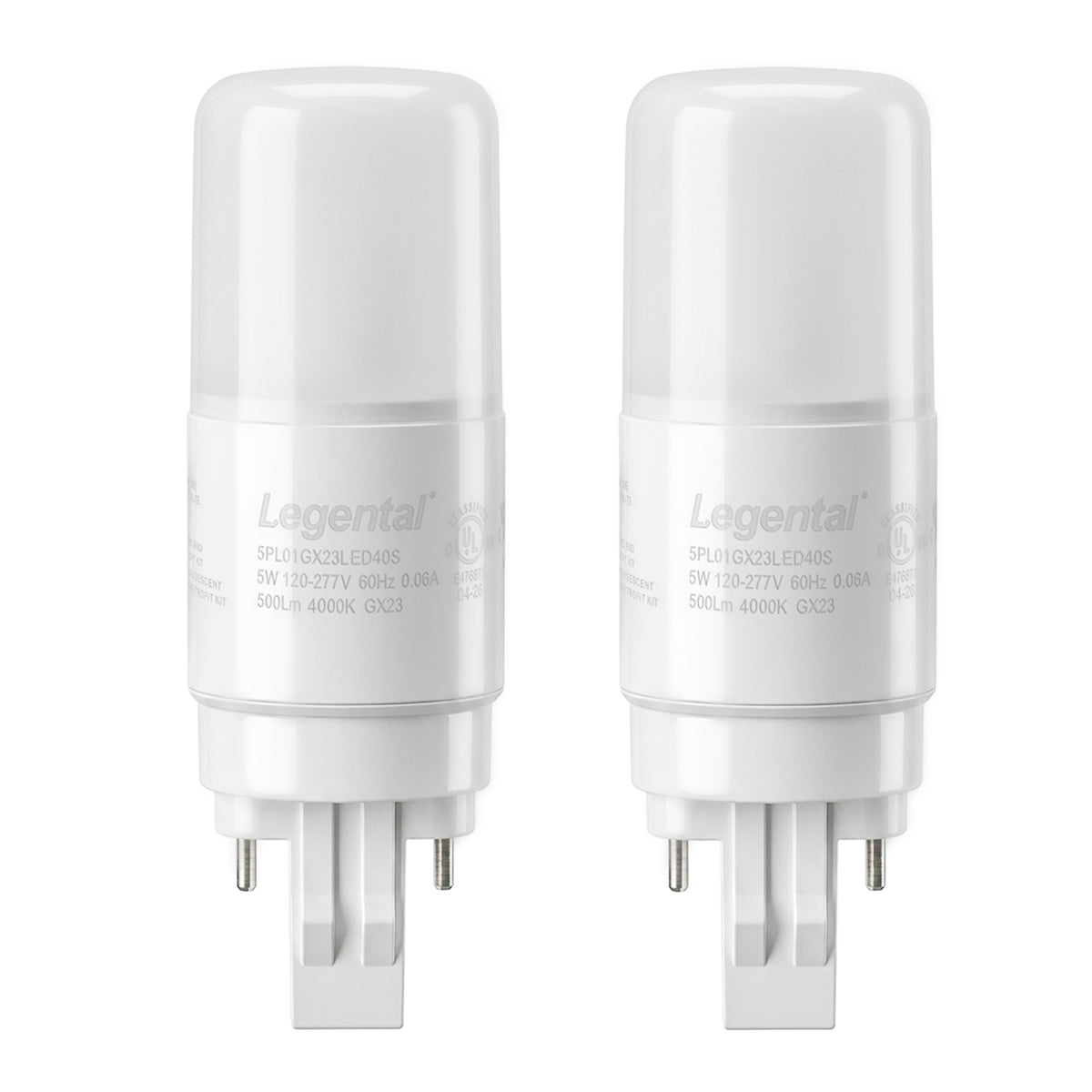 Legental 5W GX23 LED PL bulb 4000K, 2 pack