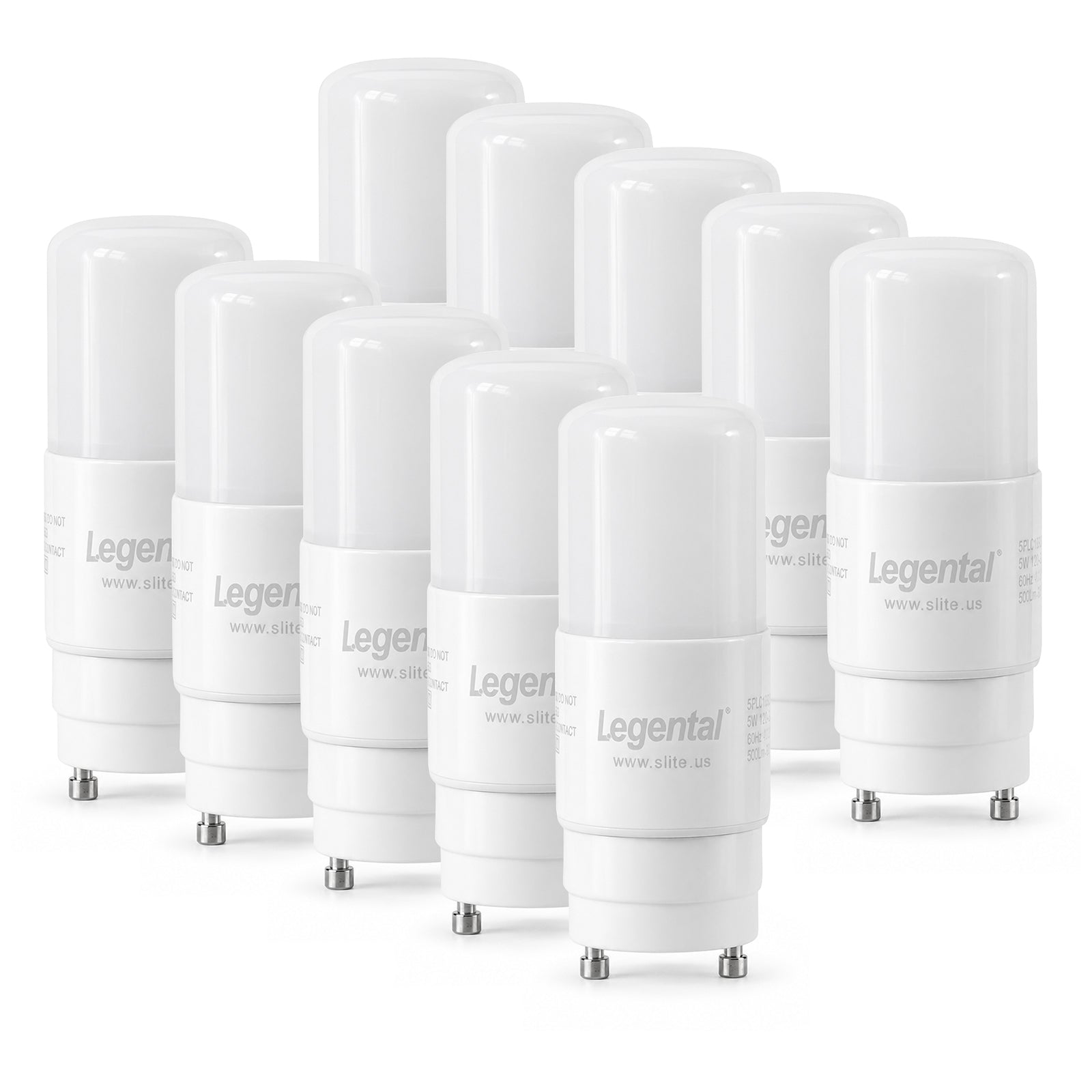 5w(13w CFL Equivalent) LED Stick PL Bulb GU24 Base, 500LM, Soft White(2700k), Driven by 120-277V and CFL Ballast, UL Listed, 10 Pack
