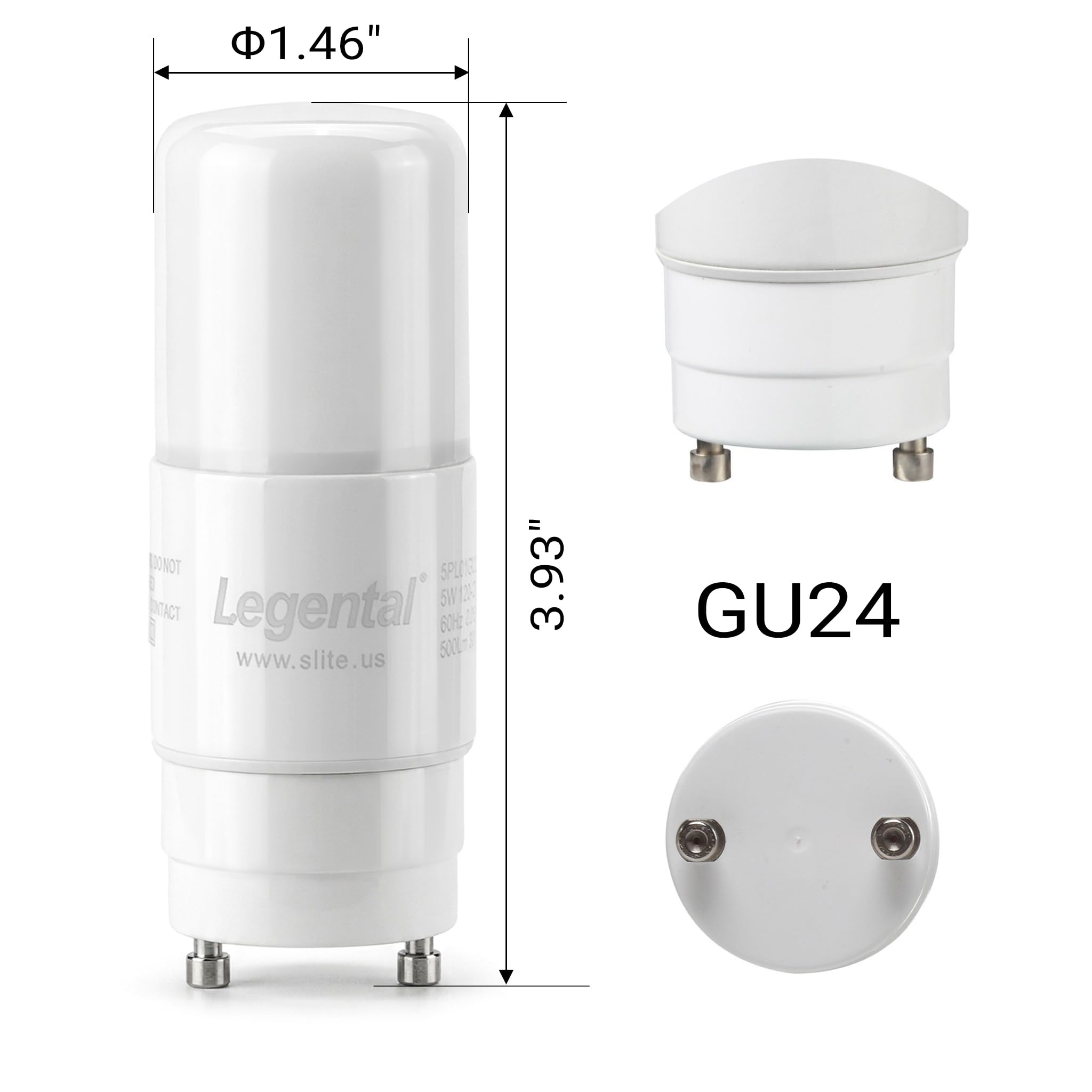 5w(13w CFL Equivalent) LED Stick PL Bulb GU24 Base, 550LM, Cool White(5000k), 120-277 Voltage, UL Listed, 10 Pack | 3.93" Daylight Led Lights 2 Prong, Non-Dimming