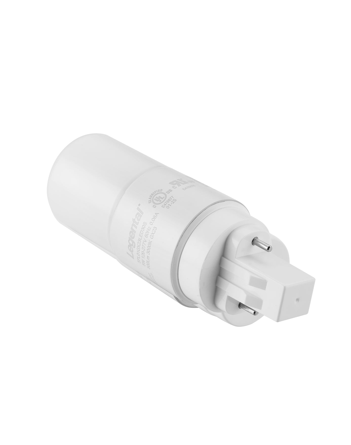 [Plug&Play] Legental 5w(13w CFL Equivalent) LED Stick PL Bulb GX23-2 Pin Base, 500LM, Daylight(4000k), Driven by 120-277V and CFL Ballast, UL Listed, 2 Pack