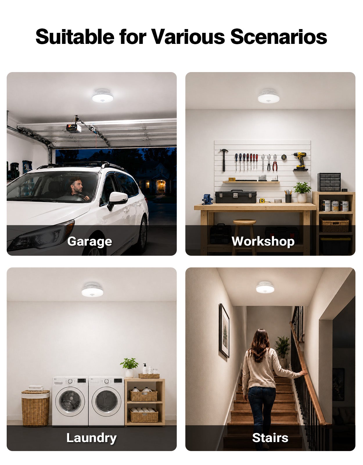 LegenSync LED Garage Lights, Screw in E26 Smart Light Bulbs 120-277V 1900LM, Motion Sensor & Daylight Harvesting, Dimmable 3000K-5000K Tunable White, 18W (120W Equivalent), for Garage Basement Workshop